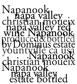 NAPANOOK NAPA VALLEY CHRISTIAN MOUEIX NAPA VALLEY RED WINE NAPANOOK PRODUCED & BOTTLED BY DOMINUS ESTATE YOUNTVILLE CA USA NAPANOOK CHRISTIAN MOUEIX NAPANOOK NAPA VALLEY ESTATE BOTTLED trademark