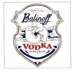 BALINOFF VODKA PURE GRAIN VODKA DE GLACE VODKA trademark