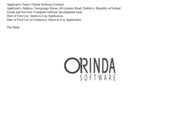 ORINDA SOFTWARE trademark