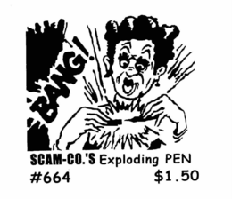 BANG! SCAM-CO.'S EXPLODING PEN #664 $1.50 trademark