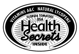 VITAMINS A&C NATURAL LYCOPENE FLORIDA TOMATOES USA HEALTH SECRETS INSIDE trademark