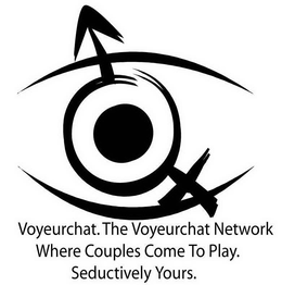 VOYEURCHAT. THE VOYEURCHAT NETWORK WHERE COUPLES COME TO PLAY. SEDUCTIVELY YOURS. trademark