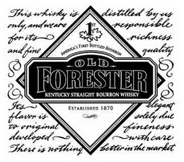 1ST AMERICA'S FIRST BOTTLED BOURBON OLD FORESTER KENTUCKY STRAIGHT BOURBON WHISKY ESTABLISHED 1870 trademark