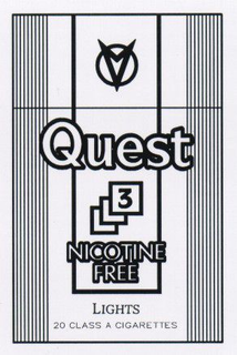QUEST 3 NICOTINE FREE LIGHTS 20 CLASS A CIGARETTES trademark