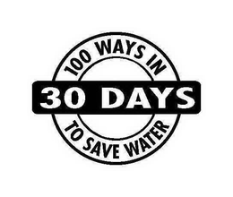 100 WAYS IN 30 DAYS TO SAVE WATER trademark