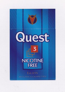 QUEST 3 NICOTINE FREE LIGHTS 20 CLASS A CIGARETTES trademark