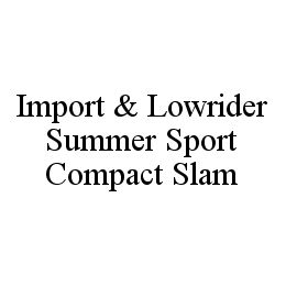 IMPORT & LOWRIDER SUMMER SPORT COMPACT SLAM trademark