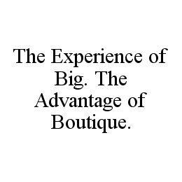 THE EXPERIENCE OF BIG. THE ADVANTAGE OF BOUTIQUE. trademark