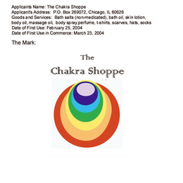 THE CHAKRA SHOPPE trademark