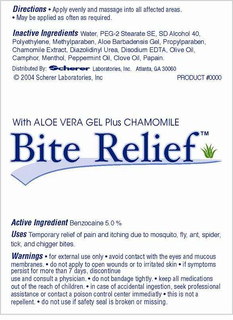 WITH ALOE VERA GEL PLUS CHAMOMILE BITE RELIEF trademark