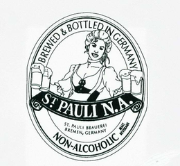 ST. PAULI N.A. BREWED & BOTTLED IN GERMANY ST. PAULI BRAUEREI BREMEN, GERMANY NON-ALCOHOLIC MALT BEVERAGE trademark
