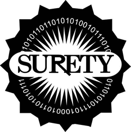 1010110110101010010111010011010101110100010110110111 SURETY trademark
