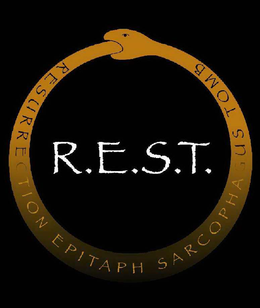 R.E.S.T. RESURRECTION EPITAPH SARCOPHAGUS TOMB trademark
