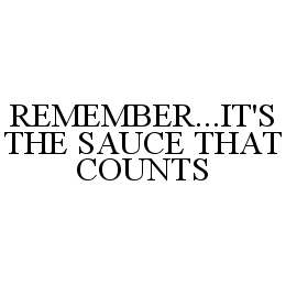 REMEMBER...IT'S THE SAUCE THAT COUNTS trademark