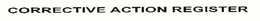 CORRECTIVE ACTION REGISTER trademark