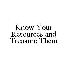 KNOW YOUR RESOURCES AND TREASURE THEM trademark
