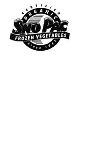 CERTIFIED ORGANIC SNO PAC FROZEN VEGETABLES SINCE 1943 trademark