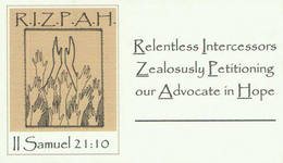 R.I.Z.P.A.H. RELENTLESS INTERCESSORS ZEALOUSLY PETITIONING OUR ADVOCATE IN HOPE II SAMUEL 21:10 trademark