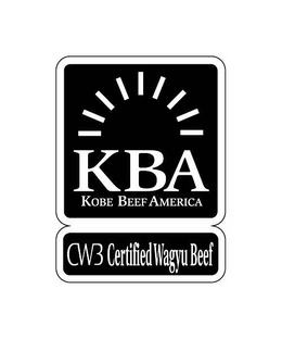 KBA KOBE BEEF AMERICA CWB CERTIFIED WAGYU BEEF trademark