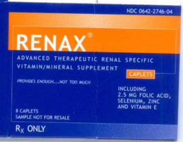 RENAX ADVANCED THERAPEUTIC RENAL SPECIFIC VITAMIN/MINERAL SUPPLEMENT trademark