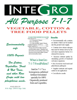 INTEGRO ALL PURPOSE 7-1-7 VEGETABLE, COTTON & TREE FOOD PELLETS trademark