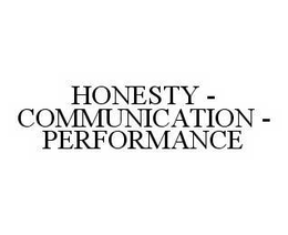 HONESTY - COMMUNICATION - PERFORMANCE trademark