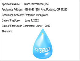 WATERPROOF trademark