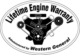 LIFETIME ENGINE WARRANTY ADMINISTERED BY WESTERN GENERAL trademark