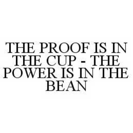 THE PROOF IS IN THE CUP - THE POWER IS IN THE BEAN trademark