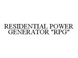 RESIDENTIAL POWER GENERATOR "RPG" trademark