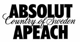 ABSOLUT COUNTRY OF SWEDEN APEACH trademark
