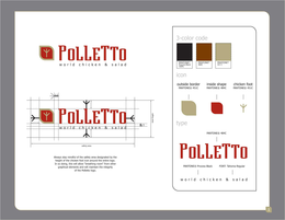 POLLETTO WORLD CHICKEN & SALAD SAFETY ARE ALWAYS STAY MINDFUL OF THE SAFETY AREA DESIGNATED BY THE HEIGHT OF THE CHICKEN FOOT ICON AROUND THE ENTIRE LOGO.  IN SO DOING, THIS WILL ALLOW "BREATHING ROOM" FROM OTHER GRAPHICAL ELEMENTS AND WILL MAINTAIN THE INTEGRITY OF THE POLLETTO LOGO trademark