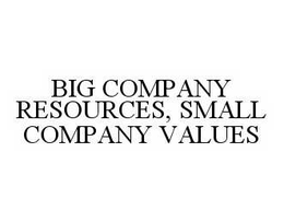 BIG COMPANY RESOURCES, SMALL COMPANY VALUES trademark