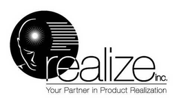 REALIZE INC. YOUR PARTNER IN PRODUCT REALIZATION trademark