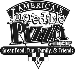 AMERICA'S INCREDIBLE PIZZA COMPANY GREAT FOOD, FUN, FAMILY, & FRIENDS trademark