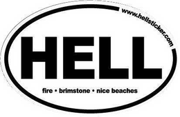 HELL FIRE BRIMSTONE NICE BEACHES WWW.HELLSTICKER.COM trademark