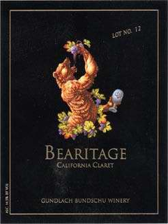 BEARITAGE CALIFORNIA CLARET GUNDLACH BUNDSCHU WINERY LOT NO.  12 trademark