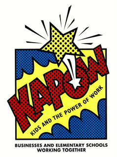 KAPOW KIDS AND THE POWER OF WORK BUSINESSES AND ELEMENTARY SCHOOLS WORKING TOGETHER trademark