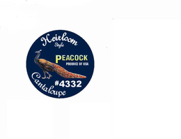 HEIRLOOM STYLE PEACOCK PRODUCE OF USA # 4332 CANTALOUPE trademark