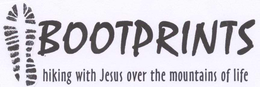 BOOTPRINTS HIKING WITH JESUS OVER THE MOUNTAINS OF LIFE trademark