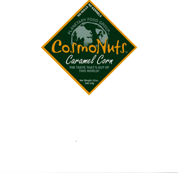 COSMONUTS CARAMEL CORN PLANETARY FOOD GROUP THE TASTE THAT'S OUT OF THIS WORLD NO HULLS NO KERNELS NET WEIGHT 12OZ., 340.19G trademark