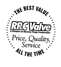 RP&C VALVE THE BEST VALUE ALL THE TIME PRICE, QUALITY, SERVICE A DIVISION OF BONNEY FORGE CORPORATION trademark