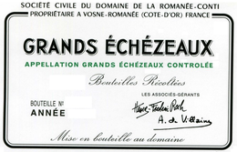 SOCIETE CIVILE DU DOMAINE DE LA ROMANEE-CONTI PROPRIETAIRE A VOSNE-ROMANEE (COTE-D'OR) FRANCE GRANDS ECHEZEAUX APPELLATION GRANDS ECHEZEAUX CONTROLEE BOUTEILLES RECOLTEES BOUTEILLE NO ANNEE LES ASSOCIES-GERANTS HENRI-FREDERIC ROCH A. DE VILLAINE MISE EN BOUTEILLE AU DOMAINE trademark