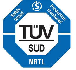 S TÜV SÜD SAFETY TESTED PRODUCTION MONITORED NRTL trademark
