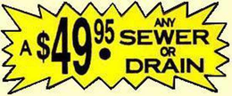 A $49.95 ANY SEWER OR DRAIN trademark