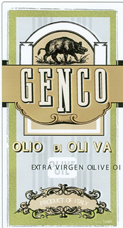 GENCO OLIO DI OLI VA EXTRA VIRGEN OLIVE OI OLIVE OIL PRODUCT OF ITALY 12 OZ 16 ML trademark
