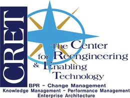 CRET THE CENTER FOR REENGINEERING & ENABLING TECHNOLOGY BPR - CHANGE MANAGEMENT KNOWLEDGE MANAGEMENT - PERFORMANCE MANAGEMENT ENTERPRISE ARCHITECTURE trademark