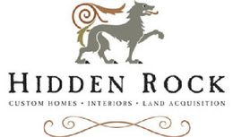 HIDDEN ROCK CUSTOM HOMES. INTERIORS. LAND ACQUISITION trademark