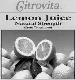 CITROVITA LEMON JUICE NATURAL STRENGTH (FROM CONCENTRATE) trademark