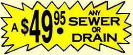 A $49.95 ANY SEWER OR DRAIN trademark